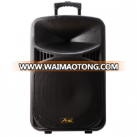 AL1537  portable strong Power trolley speaker with wireless mic