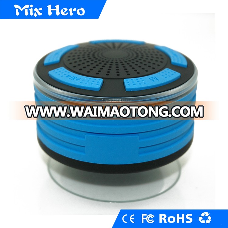 New design round IPX7 waterproof bluetooth shower speaker with FM radio and LED light